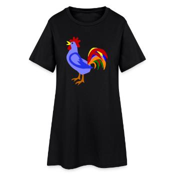 Coq coloré dans la conception artistique - Robe T-shirt Femme - noir - Devant