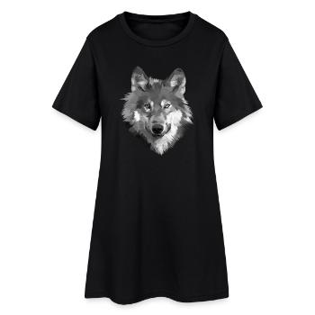 Portrait du Loup en niveaux de gris - Robe T-shirt Femme - noir - Devant