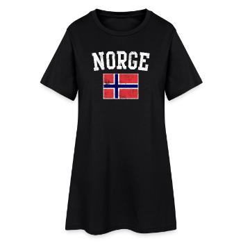 Emblème du drapeau norvégien - Robe T-shirt Femme - noir - Devant