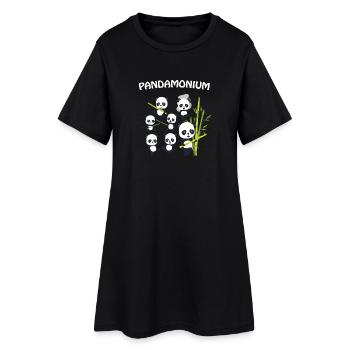 Panda - Frauen T-Shirt-Kleid - Schwarz - Vorne