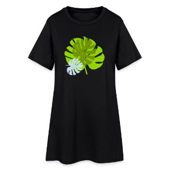 Feuillage Tropical Vert Nature Sauvage - Robe T-shirt Femme - noir - Devant