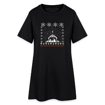 Ugly Christmas Crèche De Noël - Robe T-shirt Femme - noir - Devant
