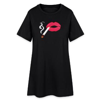 fumeur à la chaîne - Robe T-shirt Femme - noir - Devant