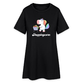 Licorne Licorne Shopping Cart Comic Sweet - Robe T-shirt Femme - noir - Devant