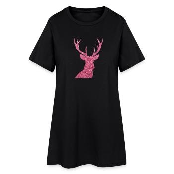 Hirsch - Frauen T-Shirt-Kleid - Schwarz - Vorne