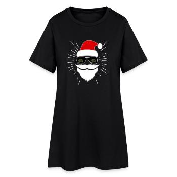 Santa mit Sonnenbrille - Frauen T-Shirt-Kleid - Schwarz - Vorne
