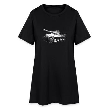 Panzer Silhouette Kontrastdesign - Frauen T-Shirt-Kleid - Schwarz - Vorne