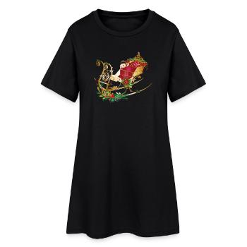 Horse sleigh decorated for Christmas - Women’s T-Shirt Dress - black - Front