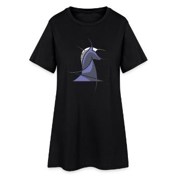Schachpferd modern – Abstraktes Chess Design - Frauen T-Shirt-Kleid - Schwarz - Vorne