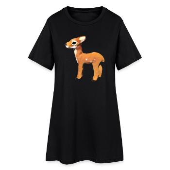 Rehkitz Design - Frauen T-Shirt-Kleid - Schwarz - Vorne
