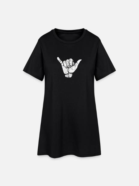 Shaka Handzeichen Hang - Frauen T-Shirt-Kleid - Schwarz