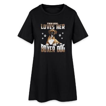 Boxer Dog Womens Cette fille aime son chien boxer - Robe T-shirt Femme - noir - Devant