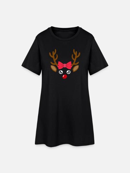 Renne visage fille noël noël - Robe T-shirt Femme - noir