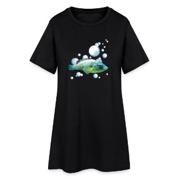 Motif de poisson d’aquarium coloré - Robe T-shirt Femme - noir - Devant