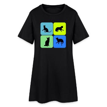 chat chat chat, cadeau - Robe T-shirt Femme - noir - Devant