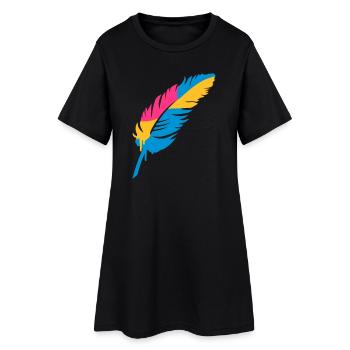 Une plume colorée - Robe T-shirt Femme - noir - Devant