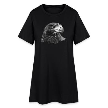 Aigle, Faucon, Fauconnerie, Oiseau de proie, Gris - Robe T-shirt Femme - noir - Devant