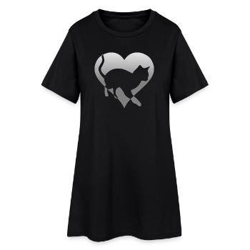 Chat chat dans un cœur - Robe T-shirt Femme - noir - Devant