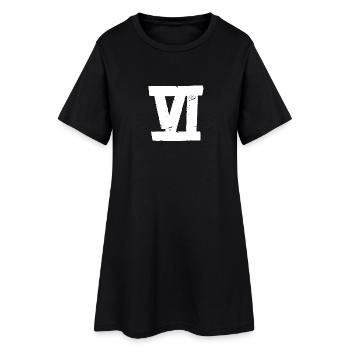 Sechs - VI - Tape - Frauen T-Shirt-Kleid - Schwarz - Vorne