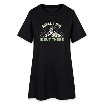 Real Life Is Out There - Frauen T-Shirt-Kleid - Schwarz - Vorne