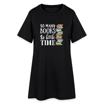 Stack of books with quote for reading fans - Women’s T-Shirt Dress - black - Front