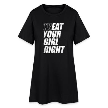 Treat & Eat Your Girl Right / Sex zum Valentinstag - Frauen T-Shirt-Kleid - Schwarz - Vorne