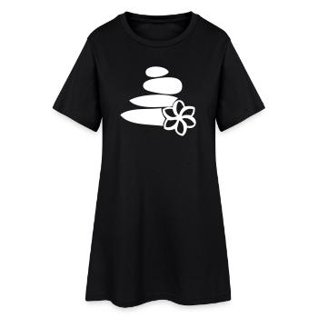 Wellness Relaxation Stone Stones Flower - Women’s T-Shirt Dress - black - Front