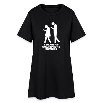 Méfiez-vous des toxicomanes mobiles zombies smartphone - Robe T-shirt Femme - noir - Devant