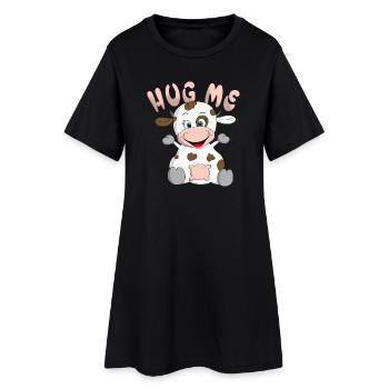 Hug me Kuh - Frauen T-Shirt-Kleid - Schwarz - Vorne