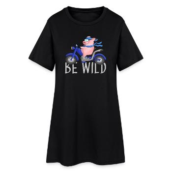 Lustiges Schwein auf Motorrad Comic - Frauen T-Shirt-Kleid - Schwarz - Vorne