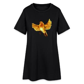 oiseau jaune - Robe T-shirt Femme - noir - Devant