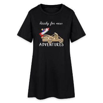 Abenteuer - Adventure - Frauen T-Shirt-Kleid - Schwarz - Vorne