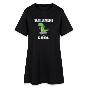 Le skate est cool, dinosaure, dino, t-rex - Robe T-shirt Femme - noir - Devant
