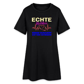 echte Helden haben Blaulicht auf dem Dach - Frauen T-Shirt-Kleid - Schwarz - Vorne