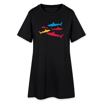 poissons - Robe T-shirt Femme - noir - Devant