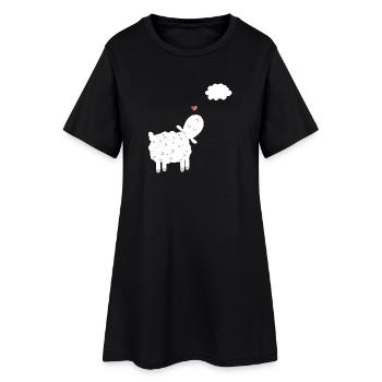 Schaf Mit Wolke In Love I Verliebt Schafe Geschenk - Frauen T-Shirt-Kleid - Schwarz - Vorne