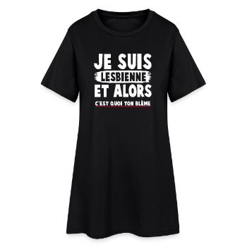 Humorous feminist t-shirt with a committed message - Women’s T-Shirt Dress - black - Front