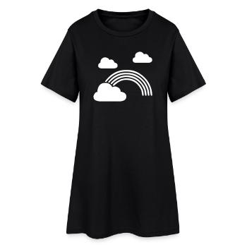 Arc-en-ciel avec nuages - Robe T-shirt Femme - noir - Devant