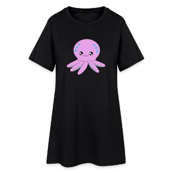 Pieuvre, pieuvre, tentacule, sous l'eau - Robe T-shirt Femme - noir - Devant