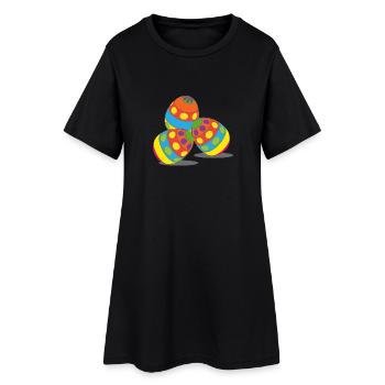 Easter eggs, easter, happy easter, happy eastern - Women’s T-Shirt Dress - black - Front