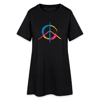 A colorful peace symbol as a graffito - Women’s T-Shirt Dress - black - Front