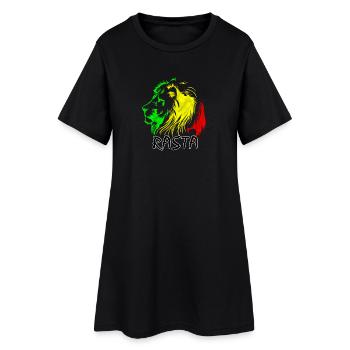 Lion rasta : style vert-jaune-rouge - Robe T-shirt Femme - noir - Devant
