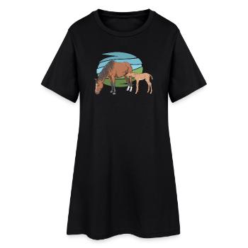 Jument et son poulain - Robe T-shirt Femme - noir - Devant