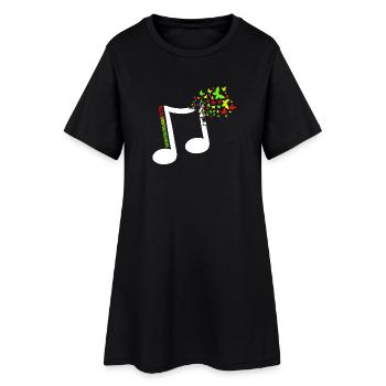Colored butterfly note - Women’s T-Shirt Dress - black - Front