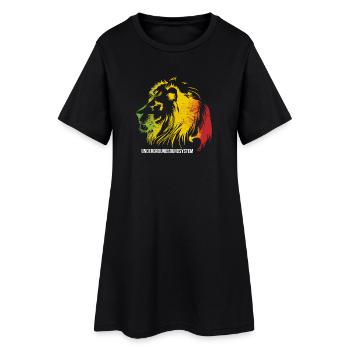 Lion en coupe rastafari - Robe T-shirt Femme - noir - Devant