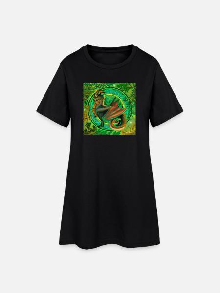 Forest Green Dragon - Women’s T-Shirt Dress - black