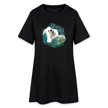 Élégante paire de cygnes aux motifs de rivière - Robe T-shirt Femme - noir - Devant