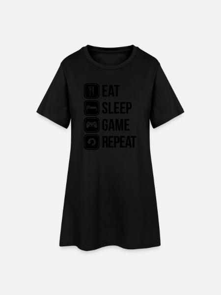 eat sleep game repeat - Robe T-shirt Femme - noir