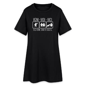 Veni Vidi Vici Spruch Lustig Klischee Hochzeit Fun - Frauen T-Shirt-Kleid - Schwarz - Vorne