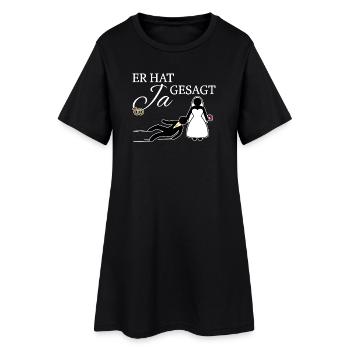 Ja Gesagt Heirat Junggeselle Junggesellin Hochzeit - Frauen T-Shirt-Kleid - Schwarz - Vorne